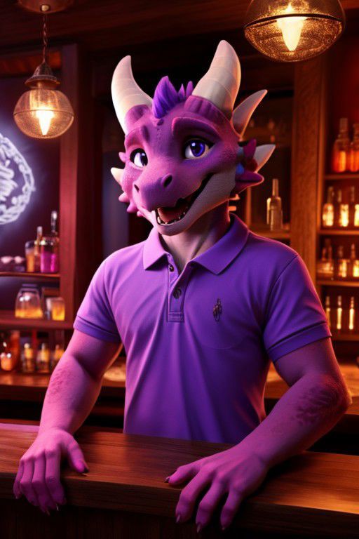 gay furry anthro purple male twink kobold boy. polo shirt. 
looking at viewer. excited. shy. mouth open. 
hookah bar. hookah.