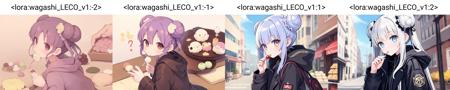 1girl, eating dango, dumpling, <lora:wagashi_LECO_v1:-2>, wagashi, food focus , double_bun, coat