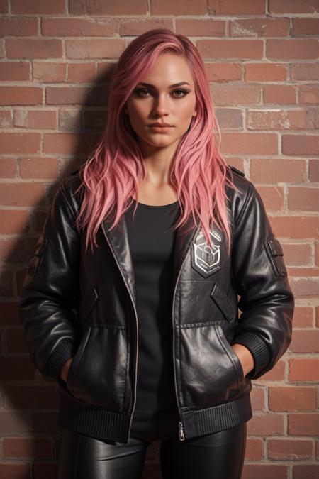 CyberCRH, 1girl, pink hair, long hair