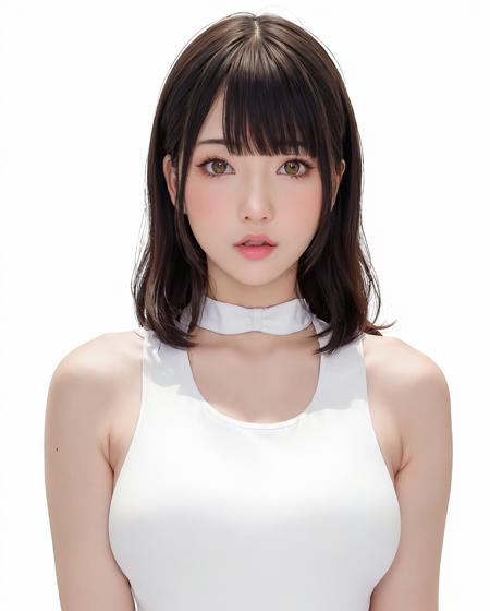 best quality, photorealistic, 8k, high res, 1girl, woman, (skindentation), (portrait:0.6), gorgeous, ((whitebackground:1.87)),  ((sport tanktop, small breast:1.56)), (medium wavy blackhair, parted bangs:1.6), looking at viewer,  (1girl eyes looking at viewer:1.6), photorealistic, (bokeh), (floating hair, lips, closed mouth:1.43), gorgeous, pureerosface_v1:1,     <lora:GRAV-Moii:0.46>