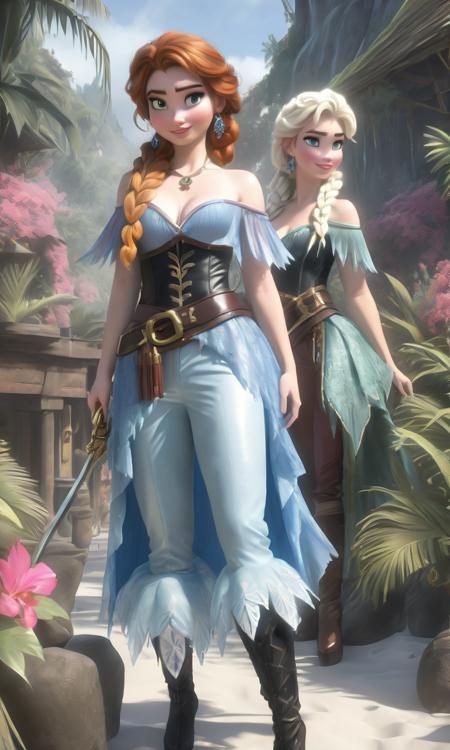 analog film photo girl( (pirate Caribian 2women( Anna and Elsa Frozen:1.6):1.6),(freckles:1.4):1.6)smiles,look at me, full body,electric lilac-blue leather pants ,on a tropical island in a picturesque jungle full of bright unusual flowers . faded film, desaturated, 35mm photo, grainy, vignette, vintage, Kodachrome, Lomography, stained, highly detailed, found footage, dystopian style girl( (pirate Caribian 2women( Anna and Elsa Frozen:1.6):1.6),(freckles:1.4):1.6)smiles,look at me, full body,electric lilac-blue leather pants ,on a tropical island in a picturesque jungle full of bright unusual flowers . bleak, post-apocalyptic, somber, dramatic, highly detailed, gothic style girl( (pirate Caribian 2women( Anna and Elsa Frozen:1.6):1.6),(freckles:1.4):1.6)smiles,look at me, full body,electric lilac-blue leather pants ,on a tropical island in a picturesque jungle full of bright unusual flowers . dark, mysterious, haunting, dramatic, ornate, detailed, horror-themed girl( (pirate Caribian 2women( Anna and Elsa Frozen:1.6):1.6),(freckles:1.4):1.6)smiles,look at me, full body,electric lilac-blue leather pants ,on a tropical island in a picturesque jungle full of bright unusual flowers . eerie, unsettling, dark, spooky, suspenseful, grim, highly detailed, Oil painting by John Singer Sargent girl( (pirate Caribian 2women( Anna and Elsa Frozen:1.6):1.6),(freckles:1.4):1.6)smiles,look at me, full body,electric lilac-blue leather pants ,on a tropical island in a picturesque jungle full of bright unusual flowers. Elegant, refined, masterful technique,realistic portrayal, subtle play of light, captivating expression, rich details, harmonious colors, skillful composition, brush strokes, chiaroscuro., Oil painting by Van Gogh girl( (pirate Caribian 2women( Anna and Elsa Frozen:1.6):1.6),(freckles:1.4):1.6)smiles,look at me, full body,electric lilac-blue leather pants ,on a tropical island in a picturesque jungle full of bright unusual flowers . Expressive, impasto, swirling brushwork, vibrant, brush strokes, Brushstroke-heavy, Textured, Impasto, Colorful, Dynamic, Bold, Distinctive, Vibrant, Whirling, Expressive, Dramatic, Swirling, Layered, Intense, Contrastive, Atmospheric, Luminous, Textural, Evocative, SpiraledVan Gogh style