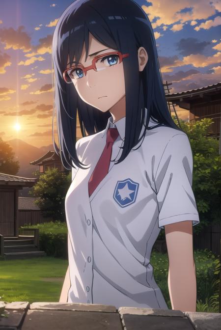 chirikotsurumi, <lora:chiriko tsurumi s1-lora-nochekaiser:1>,
chiriko tsurumi, long hair, blue eyes, blue hair, glasses, red-framed eyewear,
BREAK school uniform, necktie, watch, wristwatch,
BREAK outdoors, house, fields, grass, sky, sun, clouds,
BREAK looking at viewer, (cowboy shot:1.5),
BREAK <lyco:GoodHands-beta2:1>, (masterpiece:1.2), best quality, high resolution, unity 8k wallpaper, (illustration:0.8), (beautiful detailed eyes:1.6), extremely detailed face, perfect lighting, extremely detailed CG, (perfect hands, perfect anatomy),