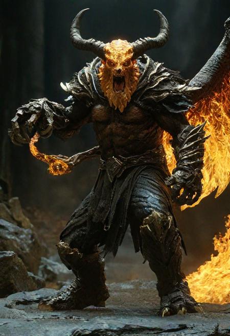 Completely Balrog, Helm's fall absolutely nothing, pure black, detailed, but the Lord of the Rings of life are rising, FastNegativeV2, ral-dissolve, amazing quality, masterpiece, best quality, hyper detailed, ultra detailed, UHD, perfect anatomy,