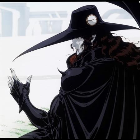 masterpiece,highres,high quality,extremely detailed,solo,
<lora:VampireHunterD001:0.7>,
VampireHunterD,
hat,
cape,shoulder armor,
flying,