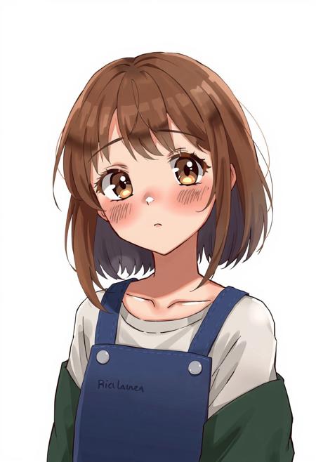 Cute girl in cute anime style with brown eyes and brown hair and freckles