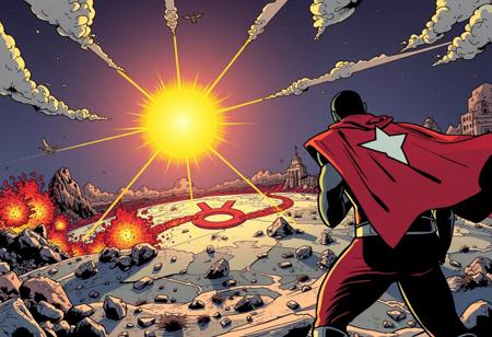 Comic book, a 'super hero' stupidly brings the sun to the Earth's surface, chaos ensues,