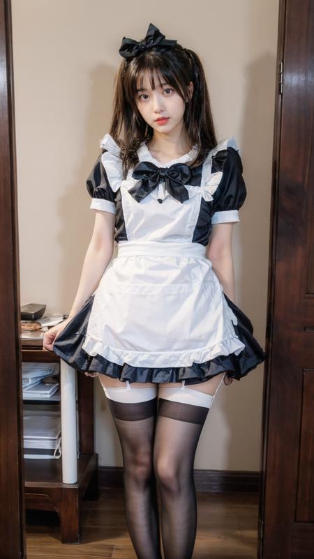 rc,bow,thighhighs,maid apron,