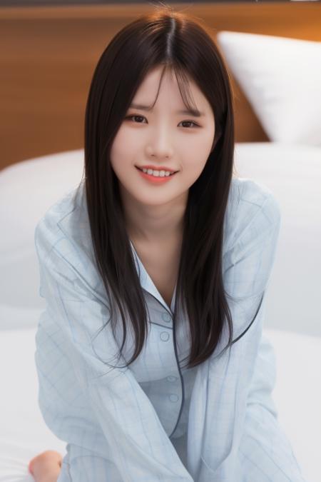 <lora:fromisHayoung:1>,Hayoung,RAW,(8k, best quality, masterpiece:1.2),(full body shot:1.4),octane render,extremely detailed CG unity 8k wallpaper,studio soft light, rim ligh,in hotel,bed,cozy room,sunlight,(a girl is wearing pajama:1.5),hyper realistic detail shiny skin,ultra detailed,(ultra realistic:1.5),(looking at viewer:1.2),(intricate:1.2),(photorealistic:1.4),1girl,(skinny:1.3),detailed background