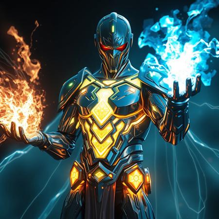 Masterpiece, a thallium/humanoid, 32k, 16k, 8k, cinematic art, realistic art, detail, wearing  Mercury like bioluminescence translucent armor, it charging a energy blast to his hand that looks like a masterpiece chromium/radium energy attack,