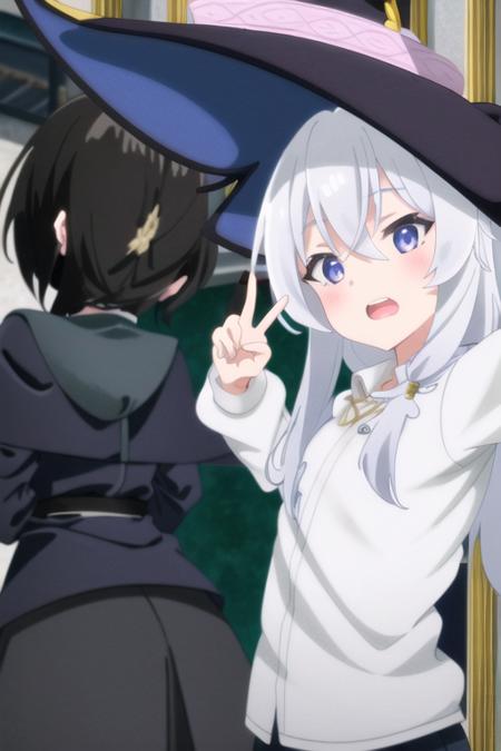 masterpiece, best quality, 2girls, outdoors
AND masterpiece, best quality, 2girls, (saya \(majo no tabitabi\):1.1), black hair, witch
AND masterpiece, best quality, 2girls, (elaina \(majo no tabitabi\):1.1), white hair, witch