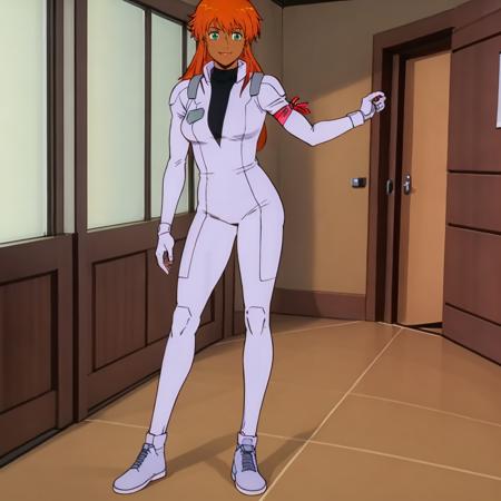 masterpiece,high quality,indoors,
<lora:shriketeam001:0.7>,full body,standing,looking at viewer,smile,
franchescaohara,1girl,
long hair,orange hair,sidelocks,green eyes,dark skin,
turtleneck,pilot suit,arm ribbon,