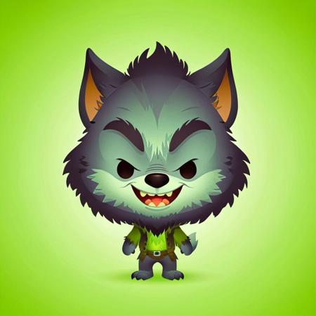 cartoon portrait of Werewolf, in (jmawx:1.2) style,  cute chibi, full character, smile, detailed facial features, Lime color gradient background   <lora:Jerrod_Maruyama_XL_V11.1:0.85>