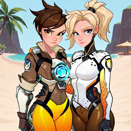 Tracer x Mercy (illustrious) Overwatch