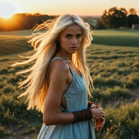 RAW full body analogue photo of a beautiful 20 years old woman, clear focus, 8K,__Random_Woman__,portrait of a girl, the most beautiful in the world, upper body, outdoors, intense sunlight, far away castle, professional photograph of a stunning woman detailed, sharp focus, dramatic, award winning, cinematic lighting, , volumetrics dtx, (film grain, blurry background, blurry foreground, bokeh, depth of field, sunset, motion blur:1.3), faded film, desaturated, 35mm photo, grainy, vignette, vintage, Kodachrome, Lomography, stained, highly detailed, found footage, womans wrists are visible, (((Dark wristband))), mid-size perky tits ,photo Fantasy art combining the styles of Boris Vellejo and Luis Royo,Photorealistic, real photo, god rays, 1girl, 21yo,realistic, ,Sexy pose, erotic pose, exhibitionism ,French countryside