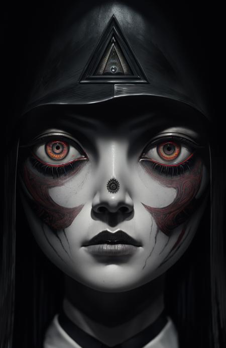 the all seeing eye by H.R. Giger, Junji Ito, Greg Rutkowski, WLOP
detailed paint of wednesday addams, highly detailed paiting by Ray Donley, 8k, royal paiting, dynamic lighting, colorfull lighting,, 8k, 4k, (highres:1.1), best quality;