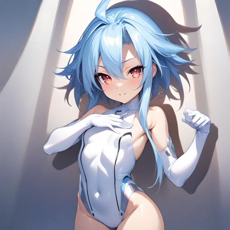 white heart red eyes, white hair, symbol shaped pupil, power symbol tsunako artstyle