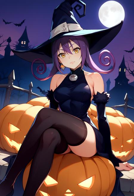 seblair witch hat, black dress, detached sleeves, black thighhighs