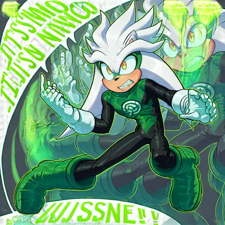 silver the hedgehog (green lantern)