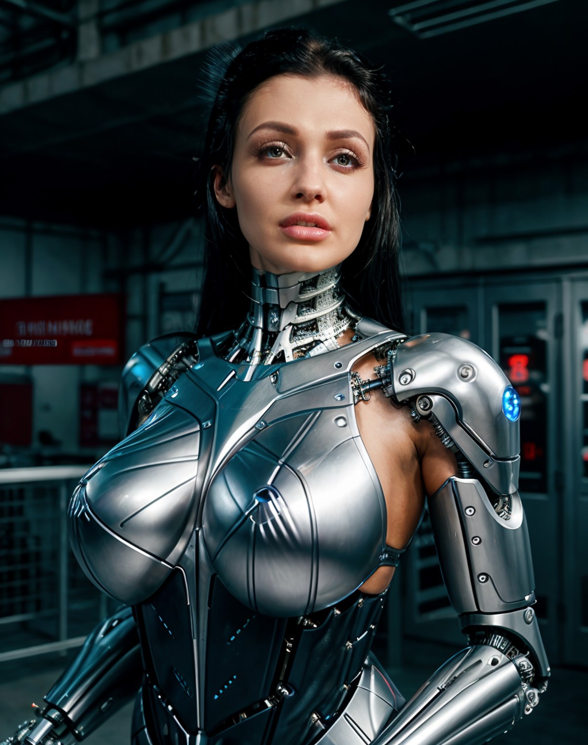 cybernetic robot biomechanical cyberpunk (realistic, photorealistic),  realistic, <lora:quiron_AlettaOcean_v2_lora:0.87> A...