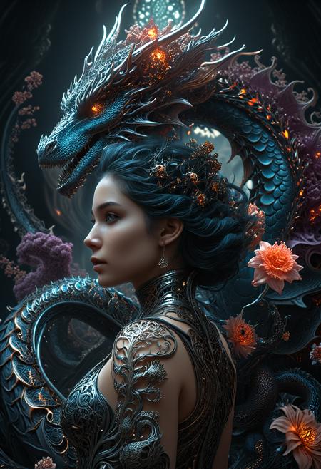 professional 3d model flower, <lora:Beeple_generative art-000005:1>,Beeple,, abstract fractal automaton,<lora:Abstract Concept-Chaos:0.4>,intricate fractal art,apophysis, chaos,, a woman with a dragon on her back in a fantasy scene with a dragon and a woman in the background,<lora:CB-Fantasy-000004:1>, Charlie Bowater, fantasy art, a detailed painting, exquisite details, . octane render, highly detailed, volumetric, dramatic lighting