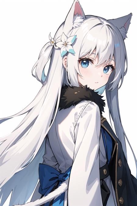 00349-3640930196-{{{masterpiece}}},{{{best quality}}}, looking at viewer, white hair, long hair, hair ornament,loose coat, cute, white flower, pa.png