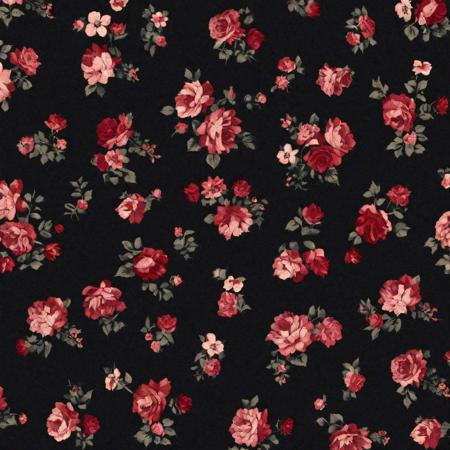 Ditsy, Floral, Rose, Red and Black, Formal, Vintage, Seamless