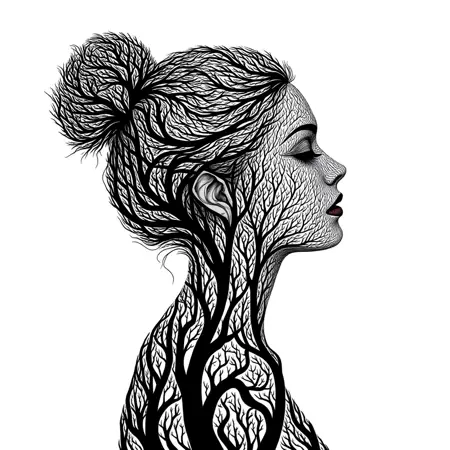 Silhouette surrounded by tree branches | SSS++