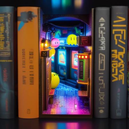 hyperrealistic and intricate detailed photo of   book nook, pac man nightclub, alley, pixelated, 8 bit, retro, neon, gaming machine <lora:book_nook:1>, 
realistic skin,
UHD 8k focus stacking, film grain, sharp focus, rule of thirds, insanely detailed, 
raytracing, photorealistic, depth of field, professional colorgrading