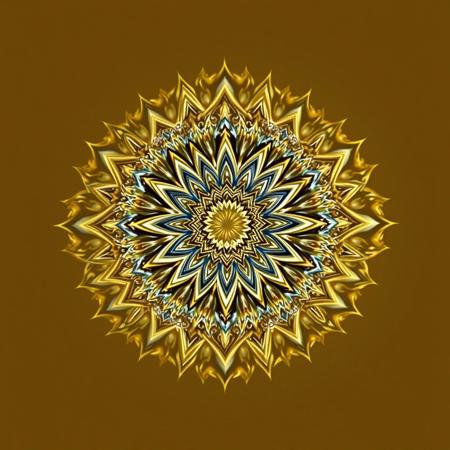 avant-garde , abstract, fractal mandala , gold and chrome