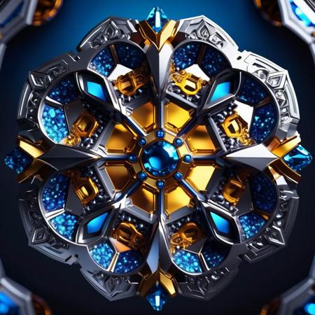 kaleidoscope of Osmium-Rhenium Alloy and Titanium Aluminide in 3d print .Ultra High Definition 64K, Detailed and Intricate, Digital Art, Photo, Realistic, Cinematic, Studio Lighting, Beautiful Lighting
