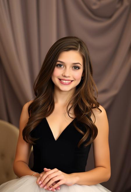 (cute 18yo Welsh girl's face and body), (brown_haired:1.15), (huge smile:1.05), v neck evening gown, (big bright eyes:1.05)