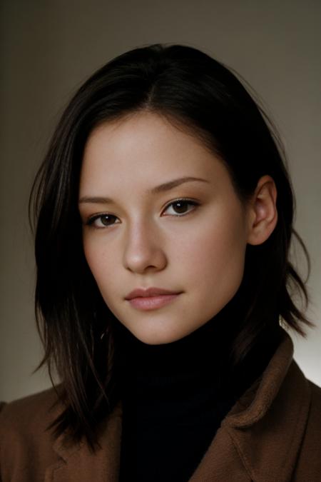 photo of (opt-chylerleigh2000s:0.99), a woman, RAW, close portrait photo, long brown coat, turtleneck, long haircut, slim body, (high detailed skin:1.2), 8k uhd, dslr, soft lighting, high quality, film grain, Fujifilm XT3 sharp focus, f 5.6  <lora:opt-chylerleigh2000s:1>