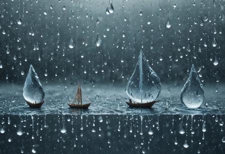 magic ships,tear crystal, to design an image where elements harmoniously transform into water or tear drops. Think landscapes reflecting the melancholy of a serene drizzle, or objects reimagined in fluid brilliance. This is your opportunity to wield creativity with the fluidity and finesse of a raindrop navigating a window pane
