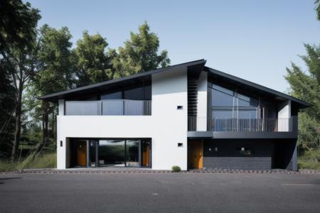 zhuai_rural architecture,  modern style, single house, perspective, outdoors, sky,tree, window, blue sky, 
best quality, realistic, photorealistic,ultra detailed,8K,High quality texture,intricate details,detailed texture,finely detailed,
RAW photo, photo of building, (high detailed skin:1.2),  uhd, dslr, soft lighting, high quality, film grain, Fujifilm XT3
 <lora:rural architecture_v1.0-000018:1>