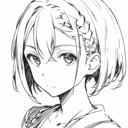 1girl, solo, short hair, braids,