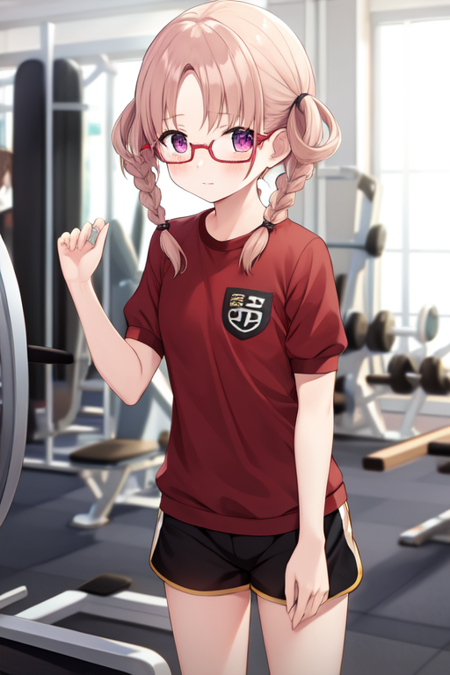 hiiraginemu, gym uniform, gym shorts, glasses