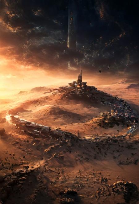 (POV view , DOF, first people view from the entrance, low angle shot:1.4),
(Ancient civilization, Alien Prometheus movie scene, dune movie scene:1.5), 
In the distant future, humans are spread across planets and ruled by an empire. The most important scene in the Dune movie, "Arrakis", was filmed in the Wadi Rum desert, the largest desert in Jordan, also known as the "Valley of the Moon". Some scenes were filmed in Rubou, Abu Dhabi, the Middle East. Shot in the Rub' al Khali desert. In addition to the desert landscape, the towering rocky scenery was also the main reason why it was chosen as the shooting location.
(Large Files, Ultra Realistic, 8K, 16k, FHD, HD, VFX, Perfect, Photography, composition, Architecture Sales Photography, Architecture Competition, Ultra High Resolution, Cinematography, High Resolution Image:1.1), (dramatic lighting, direct sunlight, ray tracing, clear shadow:1.2),  (real landscape:1.1), (blurred background:1.0), (urban background, more_details) ,
extremely detailed, hillscastel, <stardeaf-cold-arc>, great lighting, clear, Neo Classic