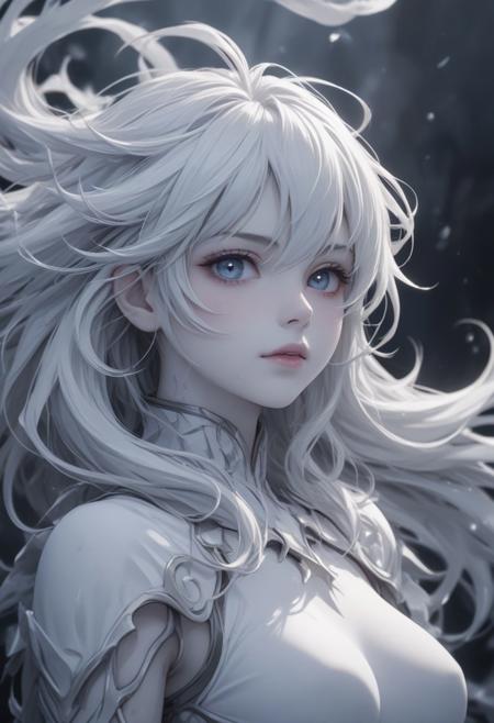 score_9, score_8_up, score_7_up, score_6_up, dynamic, (anime, masterpiece), best quality, (8k), detailed background, sharp focus, intricate, ambient lighting, super high quality, hyper detailed background, cinematic lighting, adult, double tone long white hair, medium breasts, verybadimagenegative_v1.3, air elemental, (very white skin:1.5), sky, air