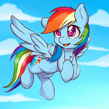 safe, solo, rainbow dash, pegasus, pony, mare, female, cute, sky, clouds, flying, by fearingfun