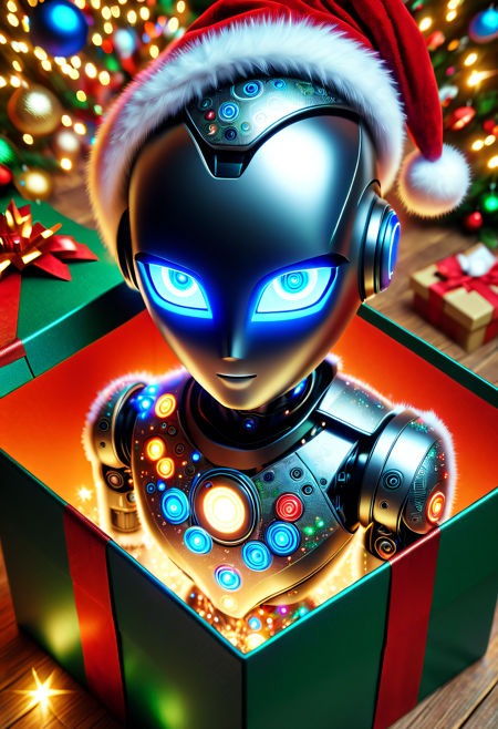 Apoloniasxmasbox style, android, solo, blue eyes, robot