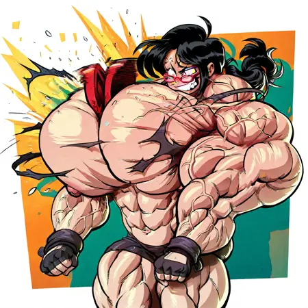 Muscle girl breast crush