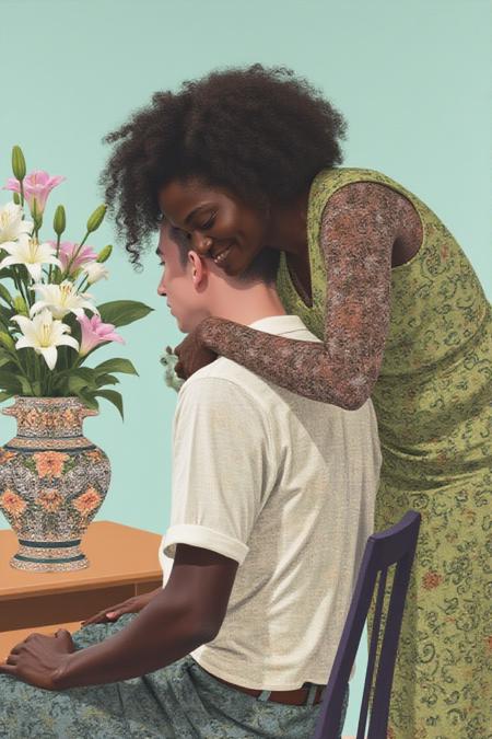 Illustration of Njideka Akunyili Crosby FLUX (realism)