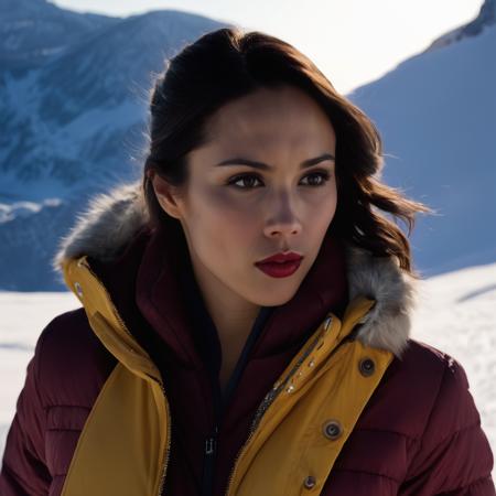 lexa_doig, <lora:LexaDoigXL:1>,red lipstick, snowy mountain peak, sunrise, soft red and yellow hues against white snow, dark red parka, snow boots, (masterpiece, best quality, ultra-detailed, best shadow), high contrast, (best illumination), ((cinematic light)), colorful, hyper detail, dramatic light, intricate details, (1 girl, solo) , ultra detailed artistic photography, dreamy, backlit, shadows, ultra high definition, 8k, ultra sharp focus, ultra high quality model, soft lighting, film photography, analogue photography, hyperrealism,