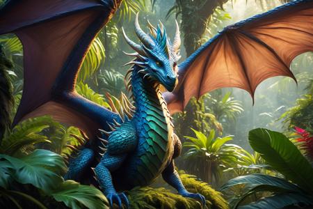 crested exotic dragon in the jungle
<lora:Classic Western Dragons XL:0.8>, (masterpiece),  best quality, highres, 4k, 8k, Detailed Illustration, intricate detail, cinematic lighting, amazing quality, 1girl, fit female, amazing shading, soft lighting, facing camera, perfect eyes