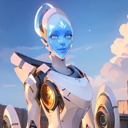 eco echo overwatch blue face robot omnic female