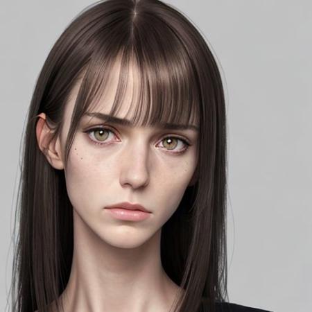 ASCIIHyper realism, hyper realistic, fine detail, pro render, Portrait, sad pose angle:
? kaytest2 ? Female, German, adult, tall, skinny, petite. Head, oblong. Face, oblong. Nose, small, dainty. (Hair, long, (bangs), layered.) Ears, small, flat, square. Eyes , deep set. Mouth, wide, overbite.