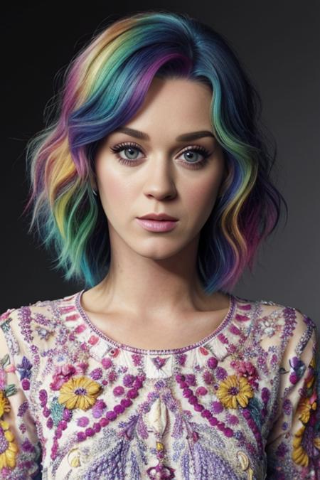 real, photoshoot, realistic, masterpiece, best quality, (detailed beautiful face, detail skin texture, ultra-detailed body:1.1),
<lora:katyperry_smf_lora_02-000001:0.9>, kperry-smf , multicolored hair, portrait, dress, close-up, long sleeves sweeter, shirt