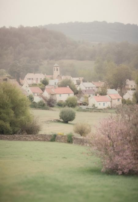 Patterson's Soft Focus: "A dreamy, out-of-focus village scene, with soft, pastel colors and a sense of nostalgia."