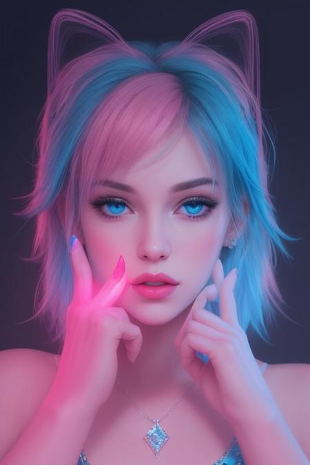 gorgeous neon diamond, pink, blue, neon,