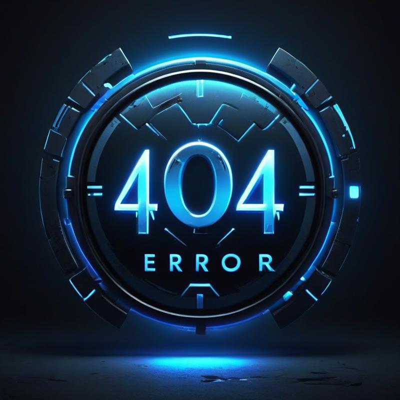 A 404 Error Blue Circle with Clock Hands.